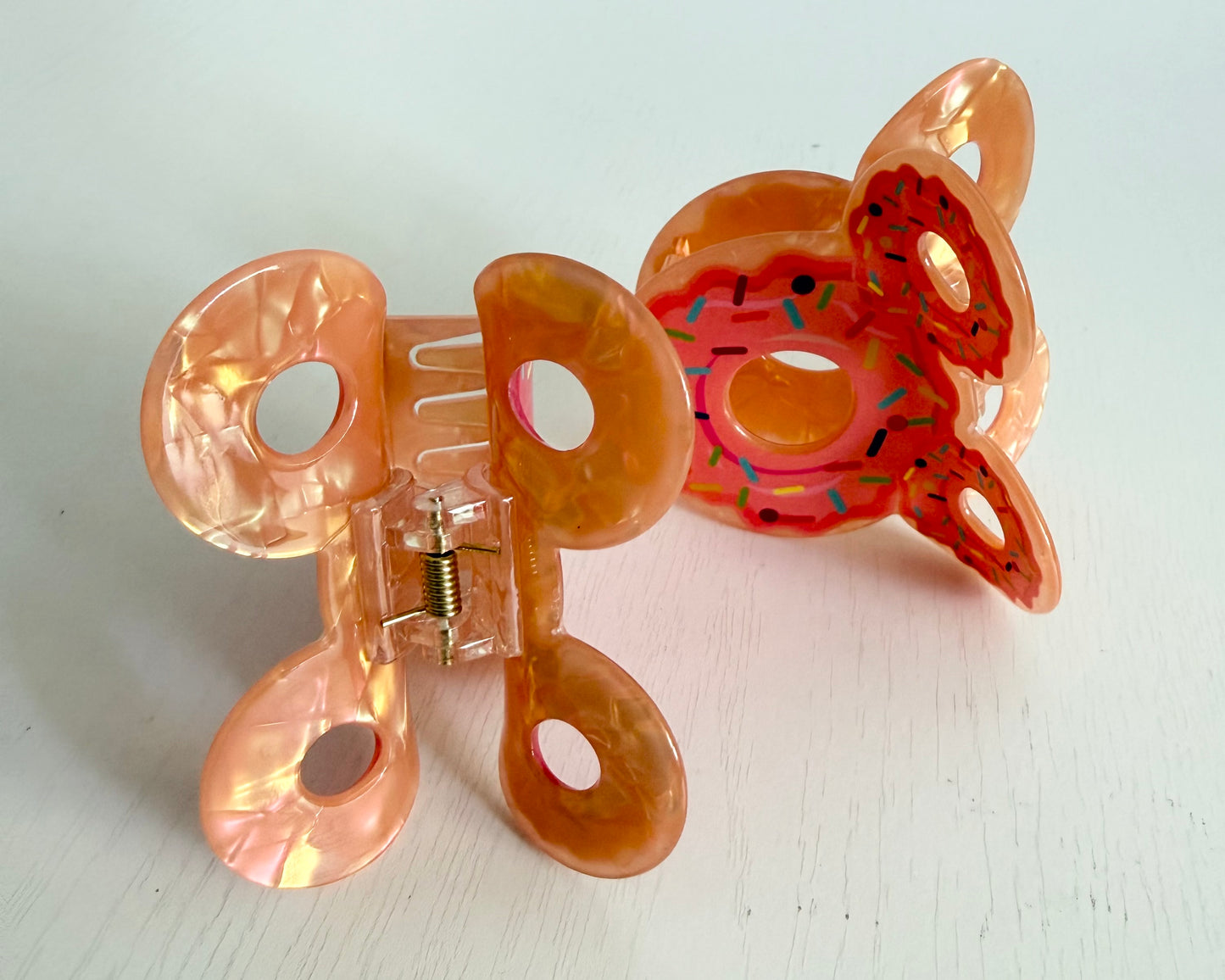 Mickey Mouse Inspired Sprinkle Donut Hair Claw Clip Light Pink 3"