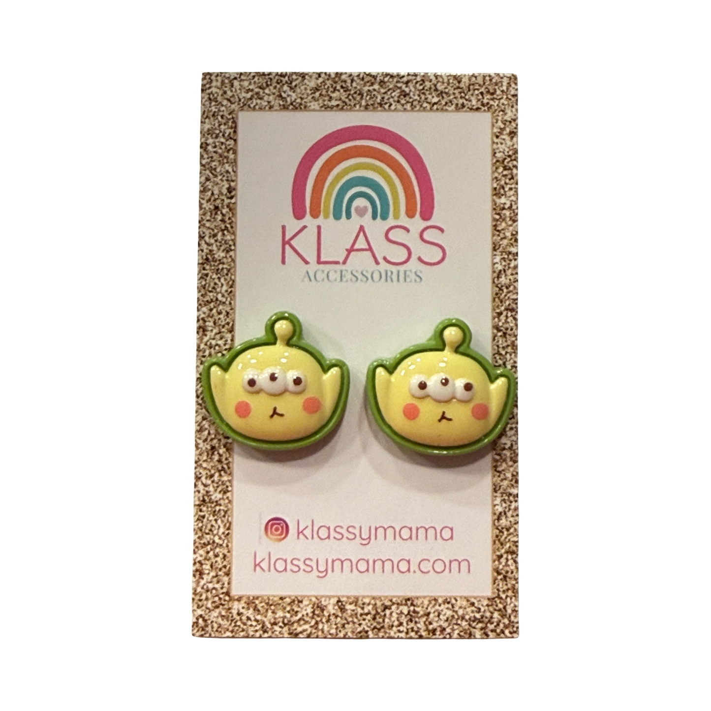 Toy Story Disney Space Alien Inspired Kawaii Style Button Stud Earrings