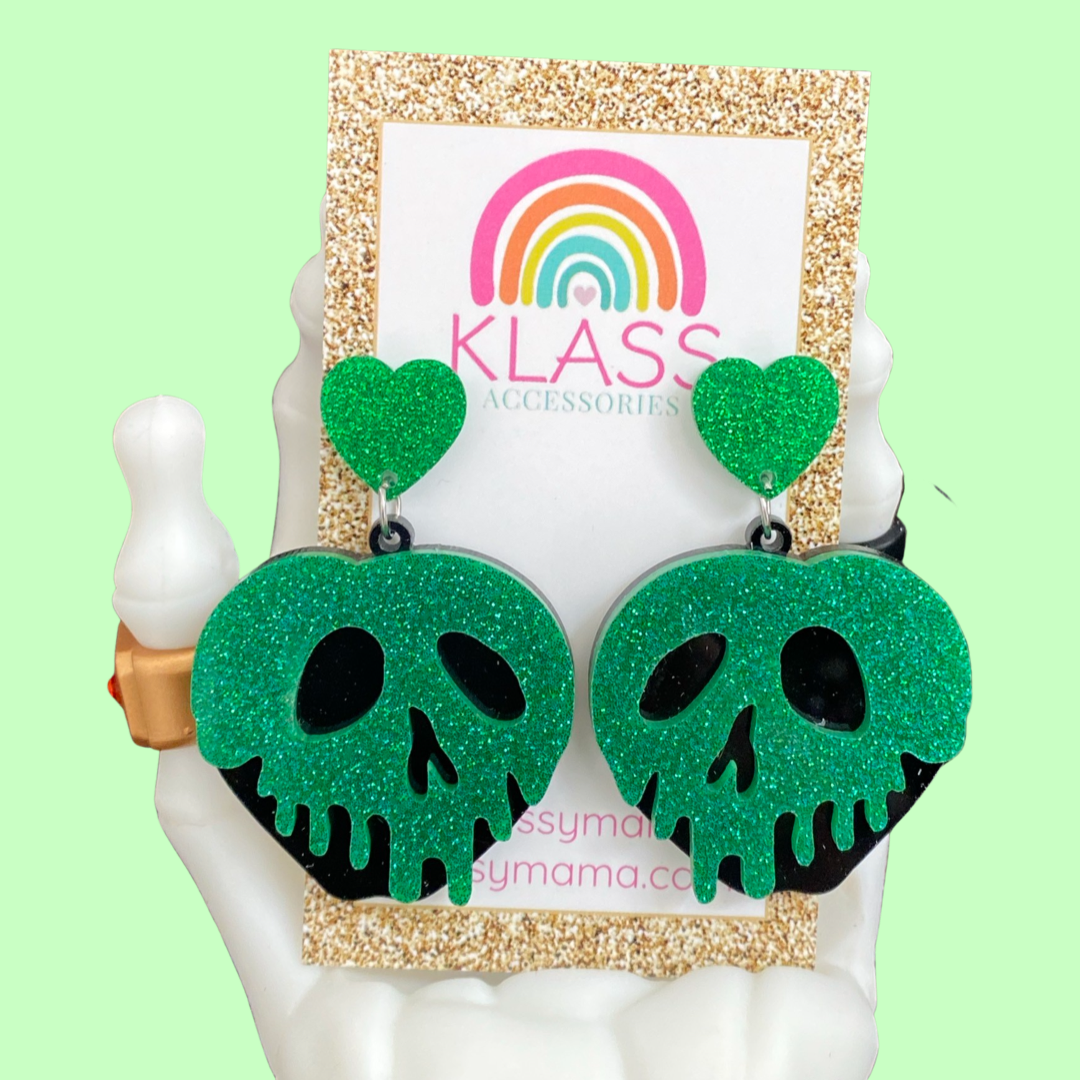 DISNEY INSPIRED POISON APPLE SNOW WHITE EVIL QUEEN INSPIRED HALLOWEEN STATEMENT EARRINGS