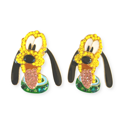 Disney Inspired Pluto Mickey's Sidekick Large Statement Stud Earrings.