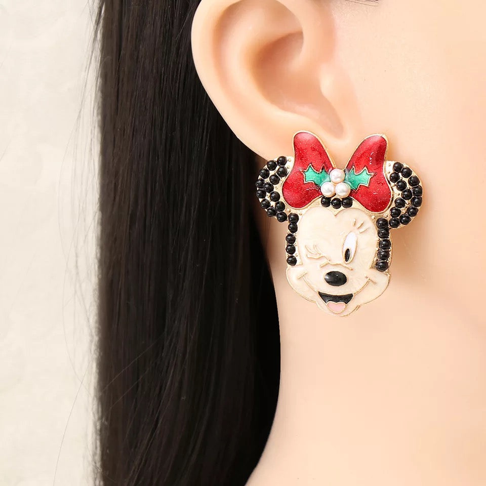 DISNEY INSPIRED MINNIE MOUSE RAINBOW BIRTHDAY LARGE STATEMENT STUD EARRINGS