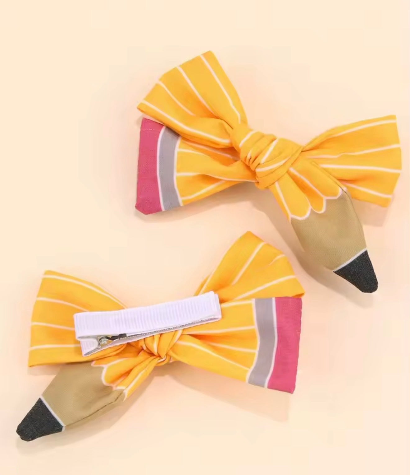 Back to School Pencil Hair Bows Clips Set 2
