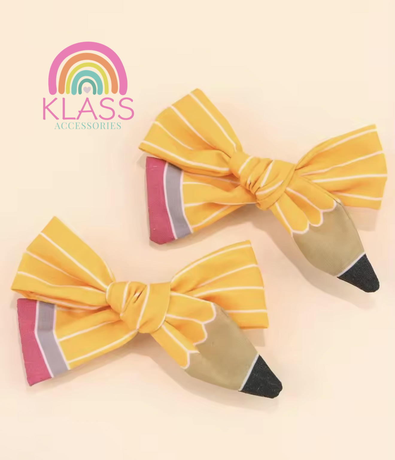 Back to School Pencil Hair Bows Clips Set 2