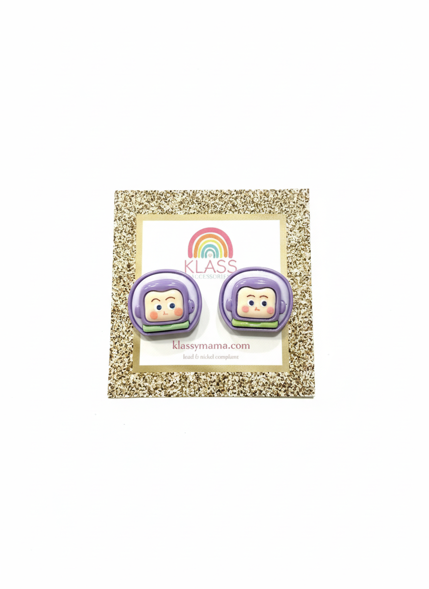 Toy Story Buzz Light Year Inspired Kawaii Style Button Stud Earrings