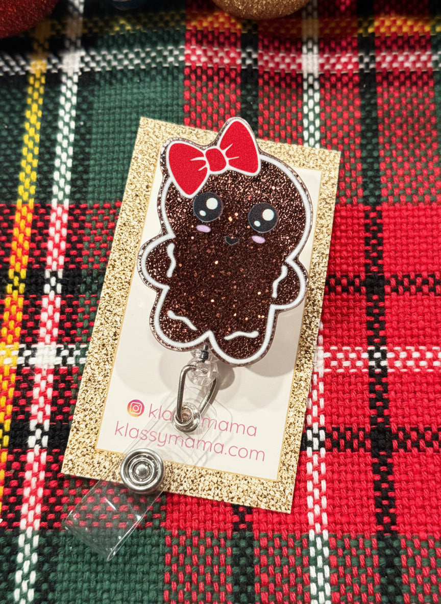 Expandable Christmas Acrylic Glitter Frozen Inspired Snowflake ❄️ Badge Easy Clip Rollable Lanyard