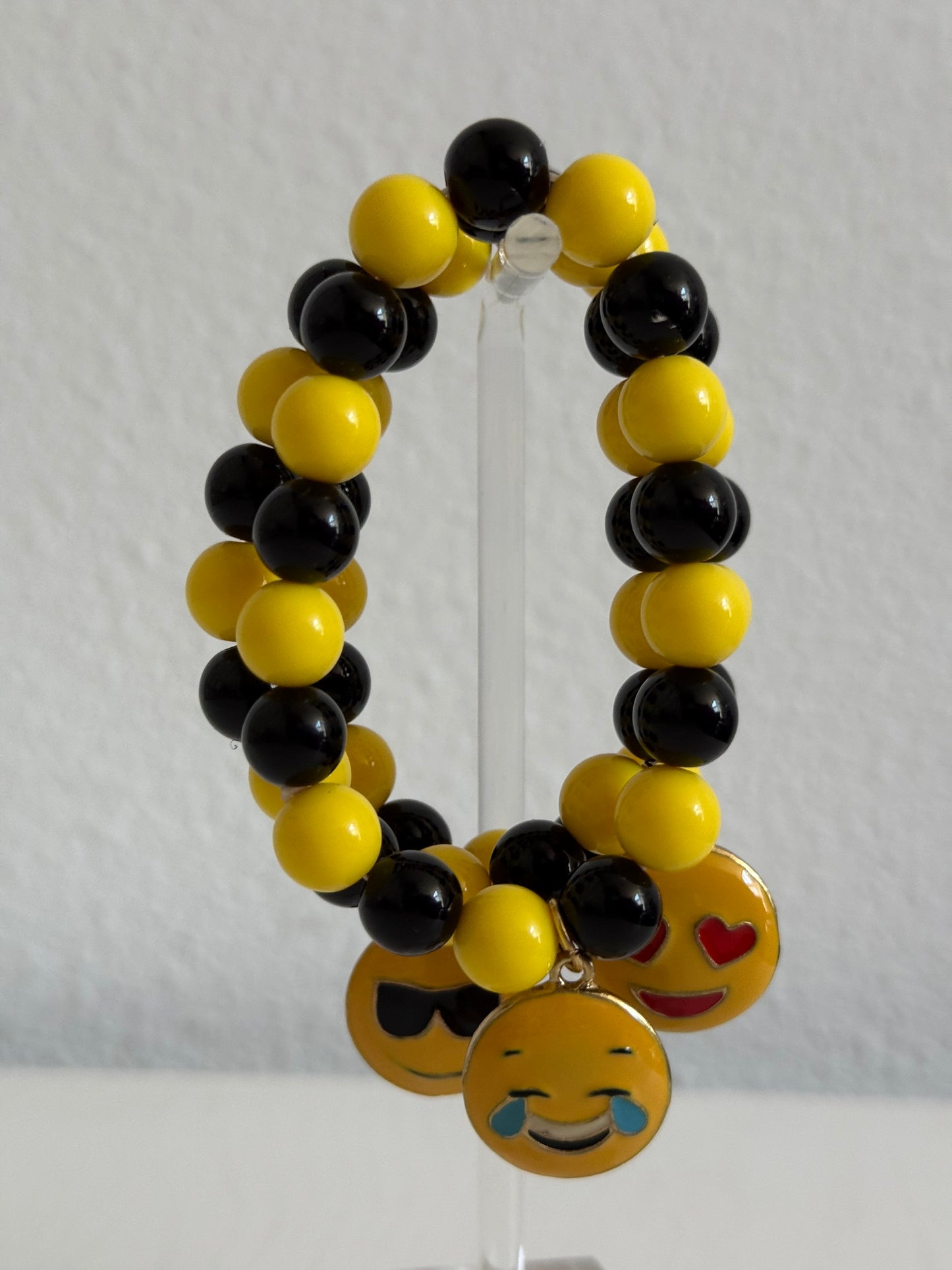 3 PCS LOT EMOJI Cool Love LOL CRY FACE Friendship Stretch Bead Bracelets 😎😍😂