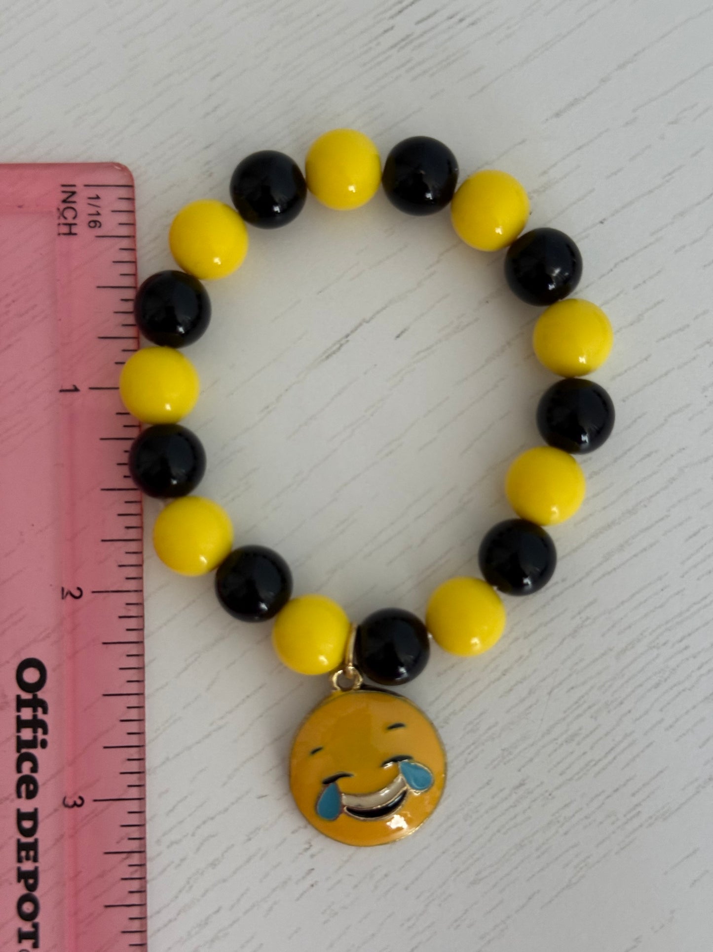 3 PCS LOT EMOJI Cool Love LOL CRY FACE Friendship Stretch Bead Bracelets 😎😍😂
