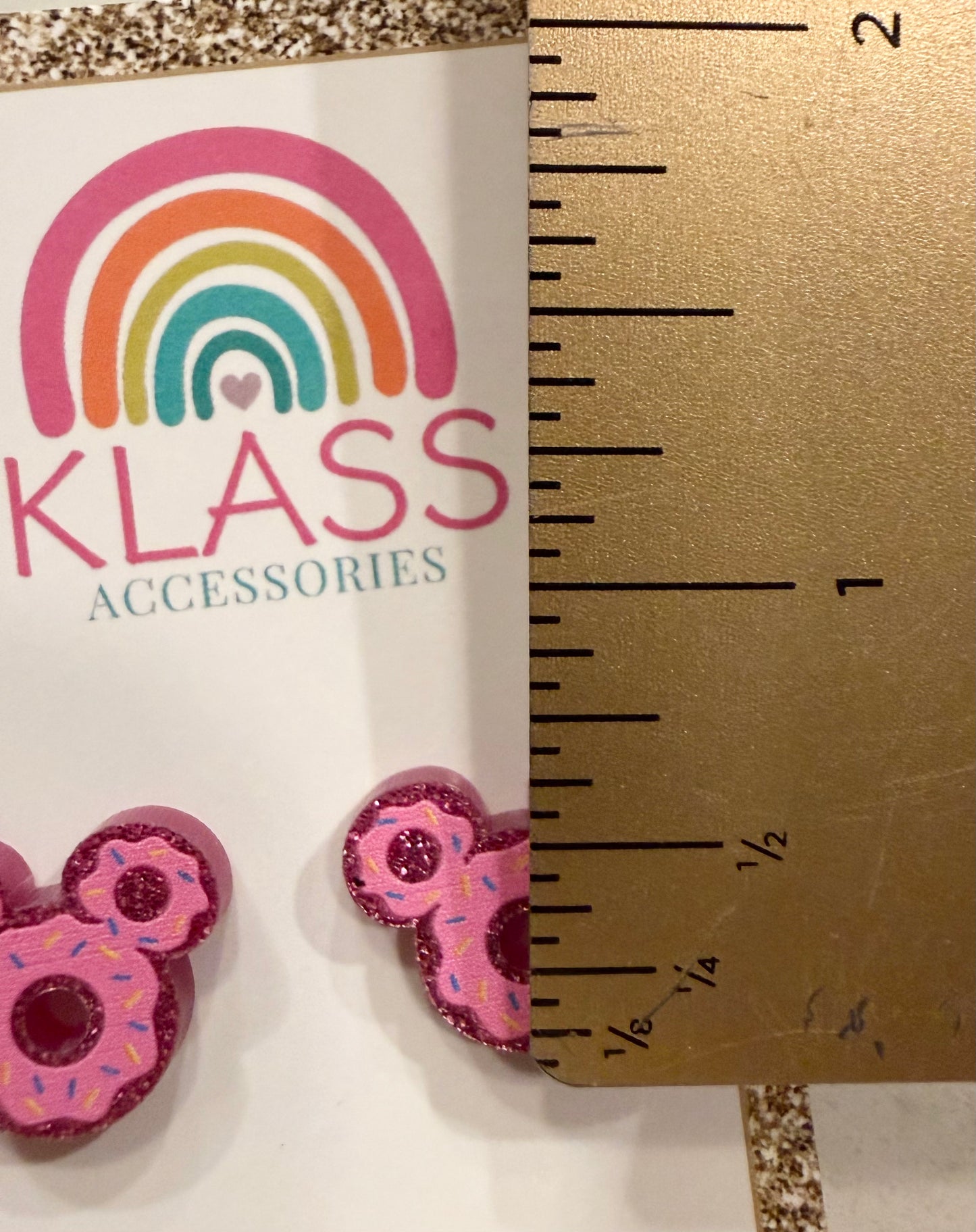 Pink Glitter Donut 🍩 Disney Mickey Mouse Inspired Acrylic Stud Earrings