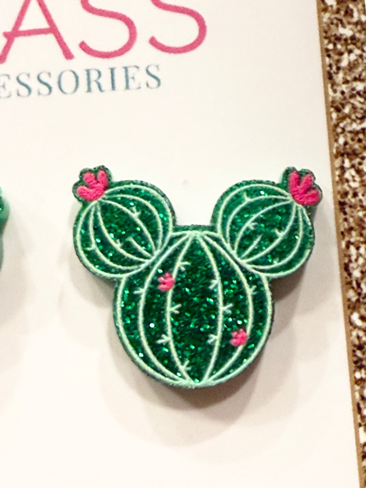 Glitter Cactus 🌵 Disney Mickey Mouse Encanto Inspired Acrylic Stud Earrings