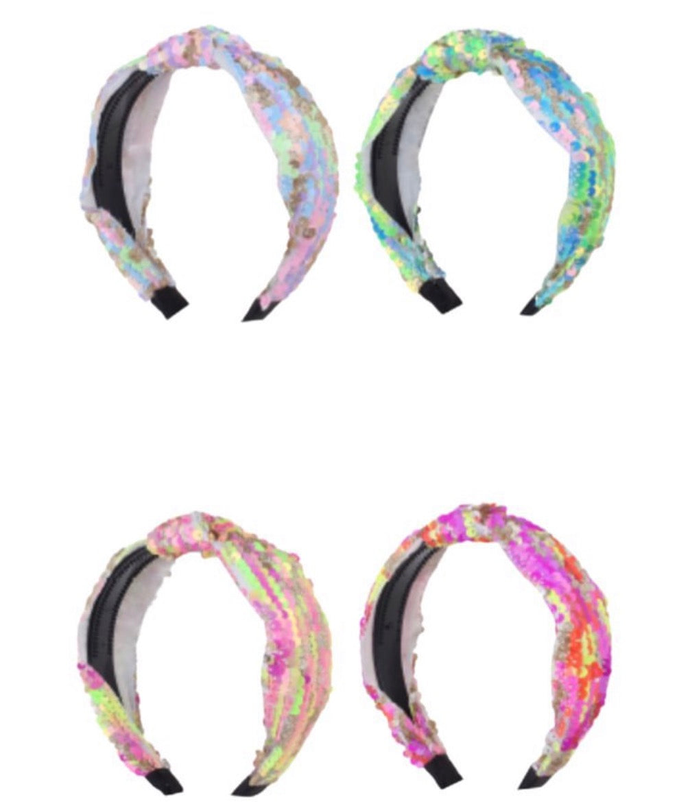 4 PC Mermaid Non Slip Sequin Rainbow 🌈 Headbands Fits Women and Girls