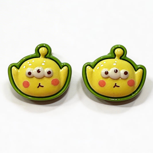 Toy Story Disney Space Alien Inspired Kawaii Style Button Stud Earrings