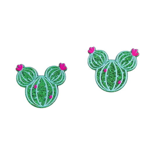 Glitter Cactus 🌵 Disney Mickey Mouse Encanto Inspired Acrylic Stud Earrings
