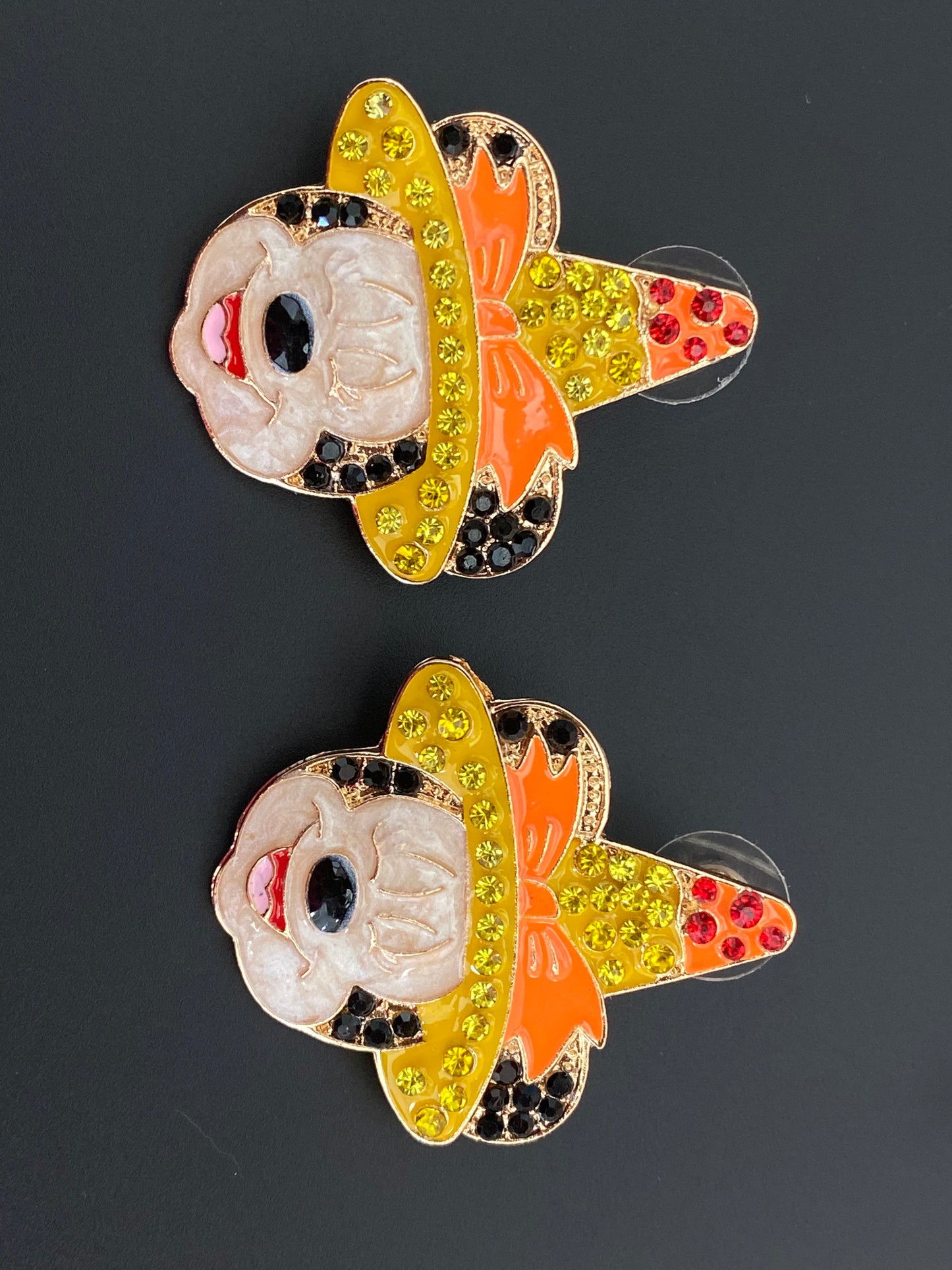 DISNEY INSPIRED MINNIE MOUSE CANDY CORN WITCH HALLOWEEN STATEMENT STUD EARRINGS