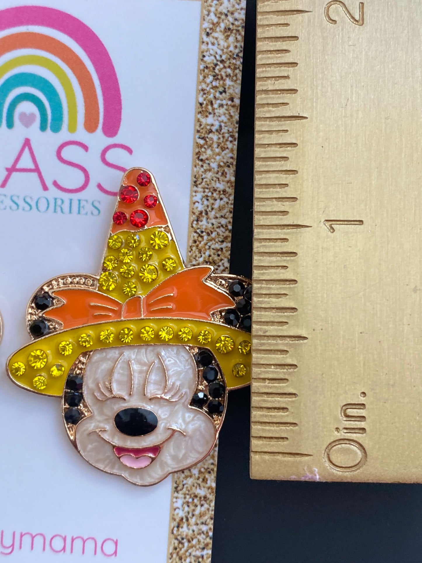 DISNEY INSPIRED MINNIE MOUSE CANDY CORN WITCH HALLOWEEN STATEMENT STUD EARRINGS