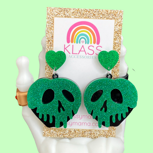 DISNEY INSPIRED POISON APPLE SNOW WHITE EVIL QUEEN INSPIRED HALLOWEEN STATEMENT EARRINGS