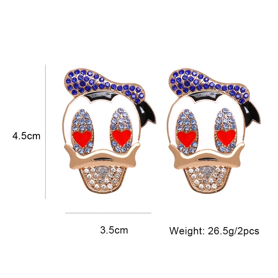 DISNEY INSPIRED DONALD DUCK MICKEY'S BFF LARGE STATEMENT STUD EARRINGS