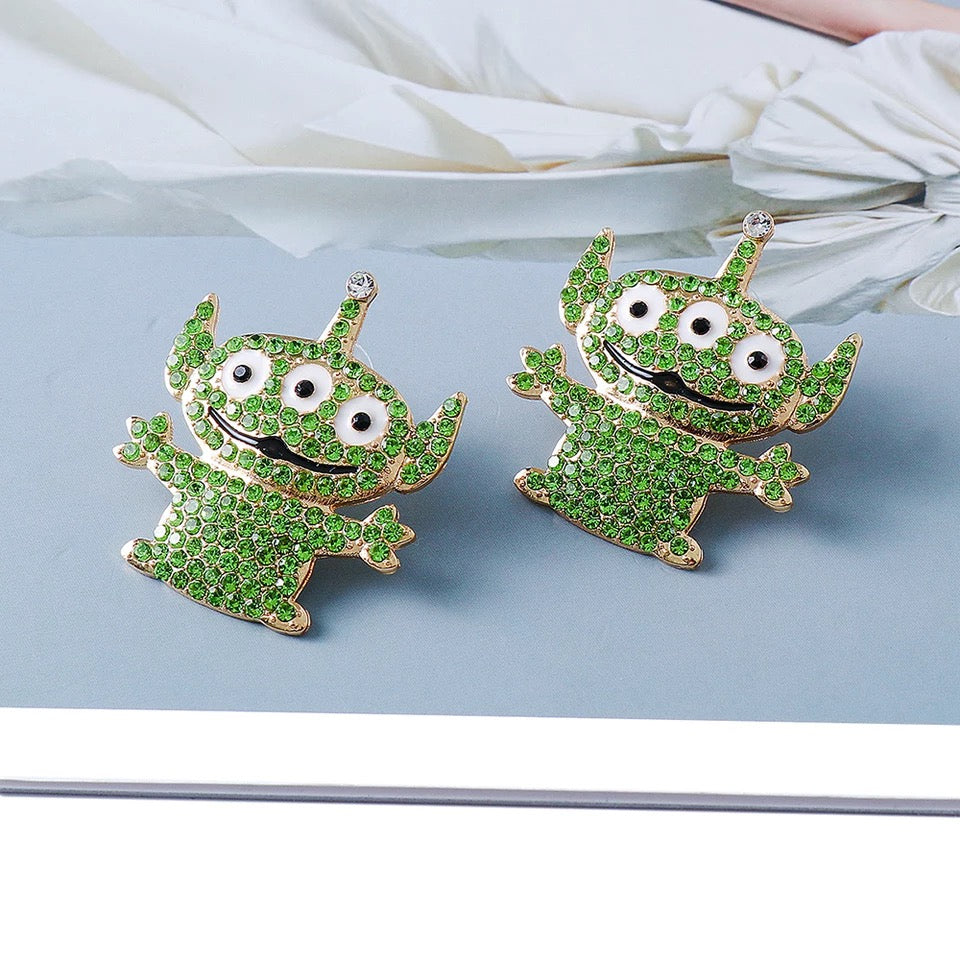 DISNEY INSPIRED PIXAR TOY STORY ALIEN LARGE STATEMENT STUD EARRINGS
