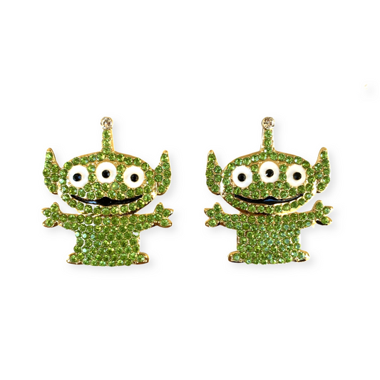 DISNEY INSPIRED PIXAR TOY STORY ALIEN LARGE STATEMENT STUD EARRINGS