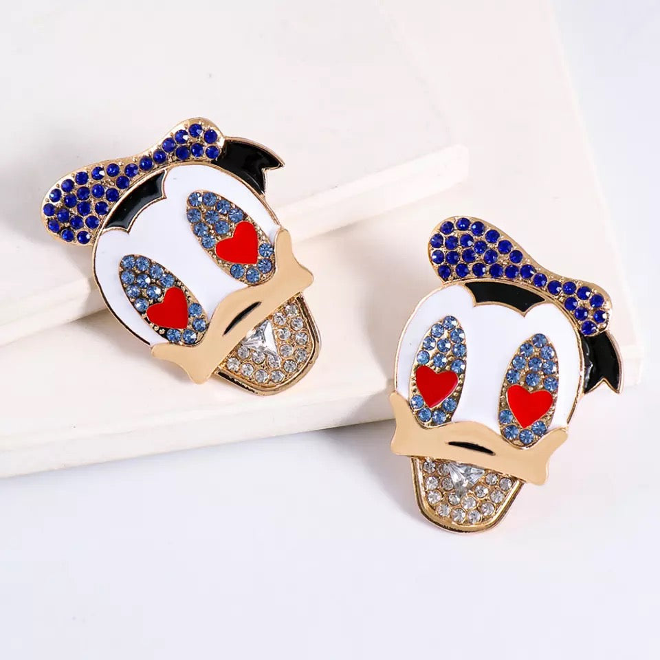 DISNEY INSPIRED DONALD DUCK MICKEY'S BFF LARGE STATEMENT STUD EARRINGS