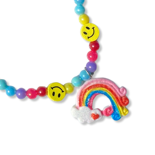 Rainbow Smiley Face Stretch Necklace