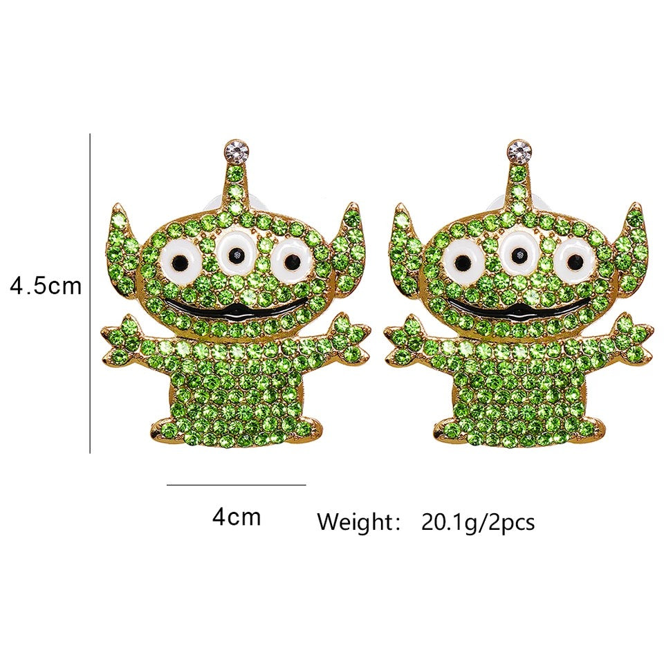 DISNEY INSPIRED PIXAR TOY STORY ALIEN LARGE STATEMENT STUD EARRINGS