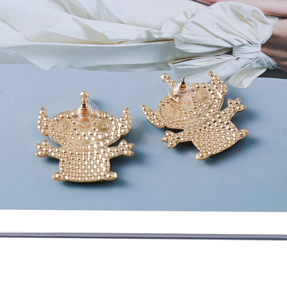 DISNEY INSPIRED PIXAR TOY STORY ALIEN LARGE STATEMENT STUD EARRINGS