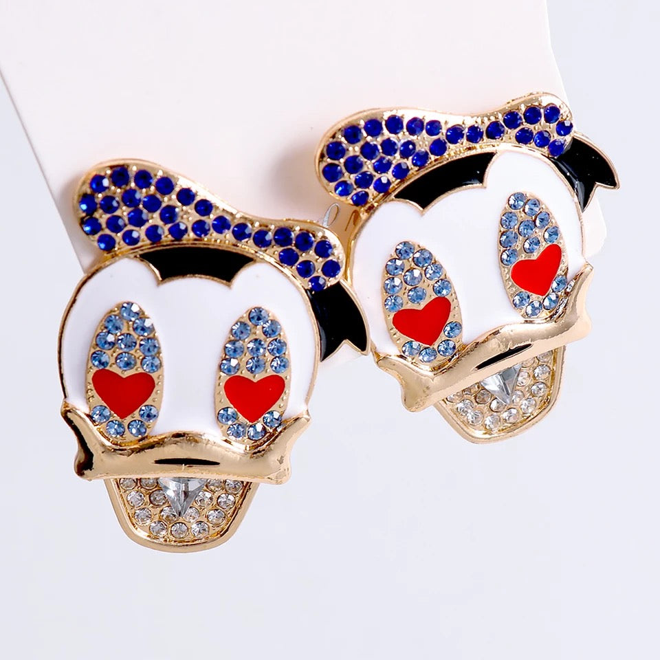 DISNEY INSPIRED DONALD DUCK MICKEY'S BFF LARGE STATEMENT STUD EARRINGS