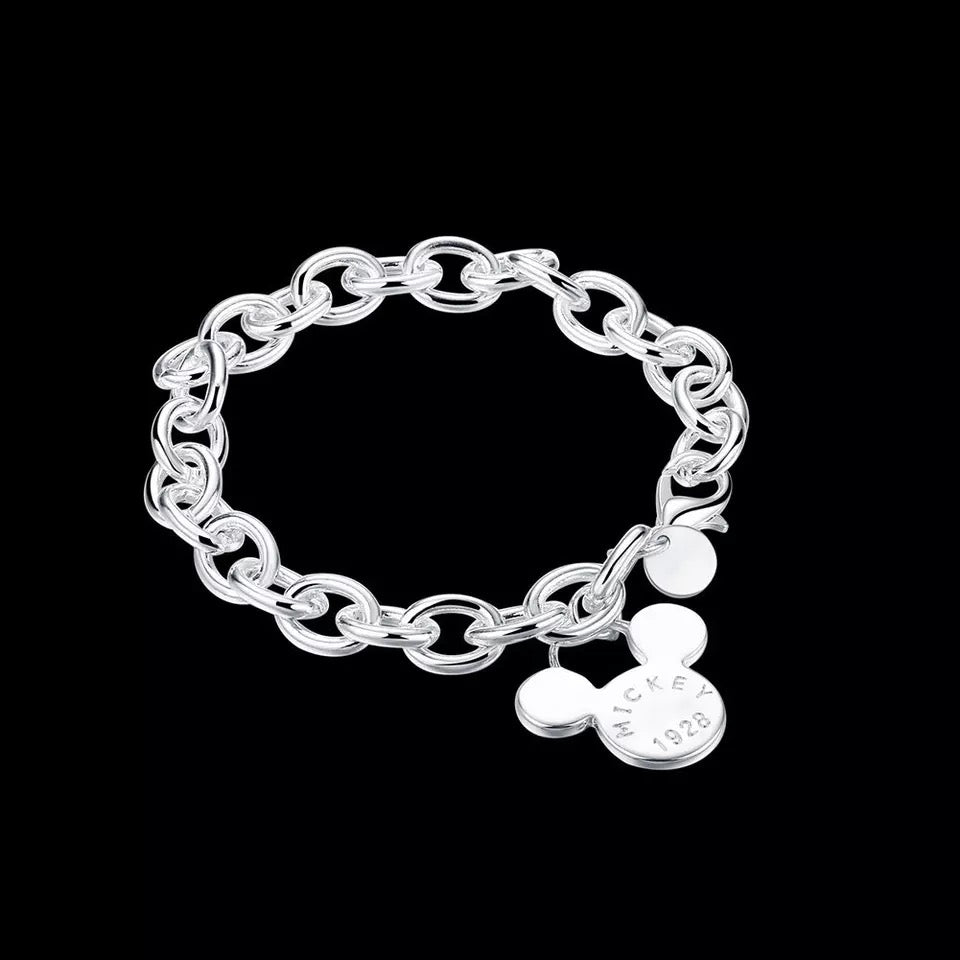 Disney Inspired Silver Plated Mickey Mouse Charm Bracelet