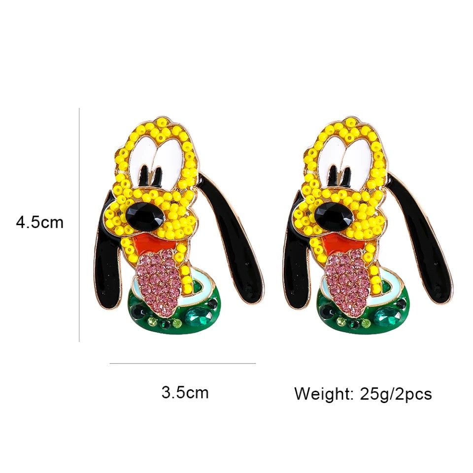 Disney Inspired Pluto Mickey's Sidekick Large Statement Stud Earrings.