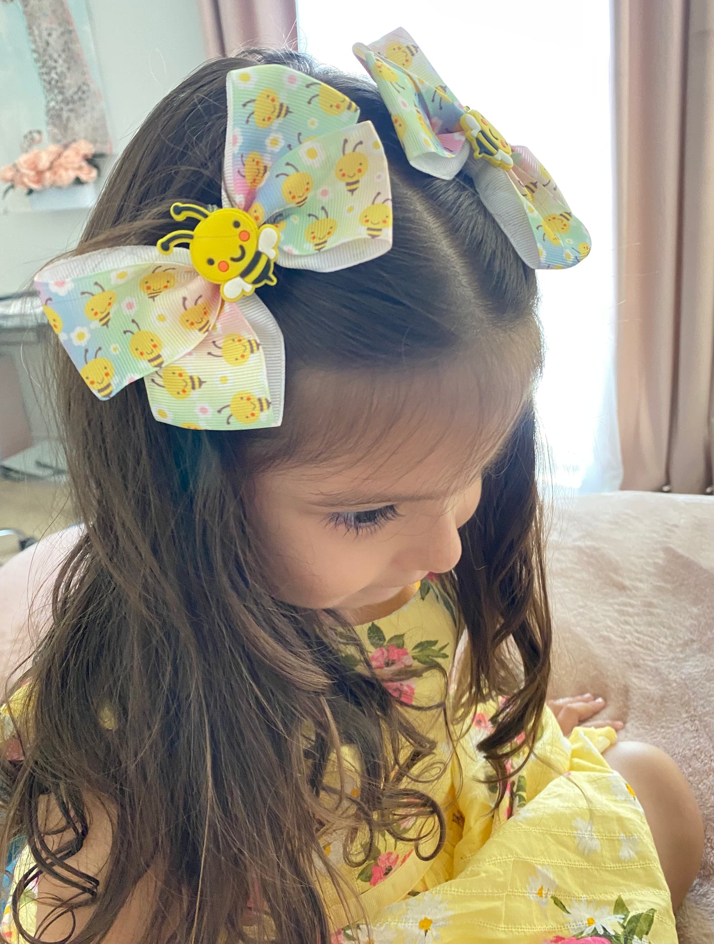 Happy Bee Rainbow Hair Bow