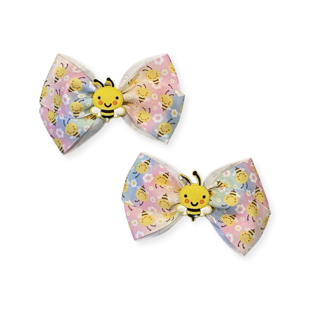Happy Bee Rainbow Hair Bow